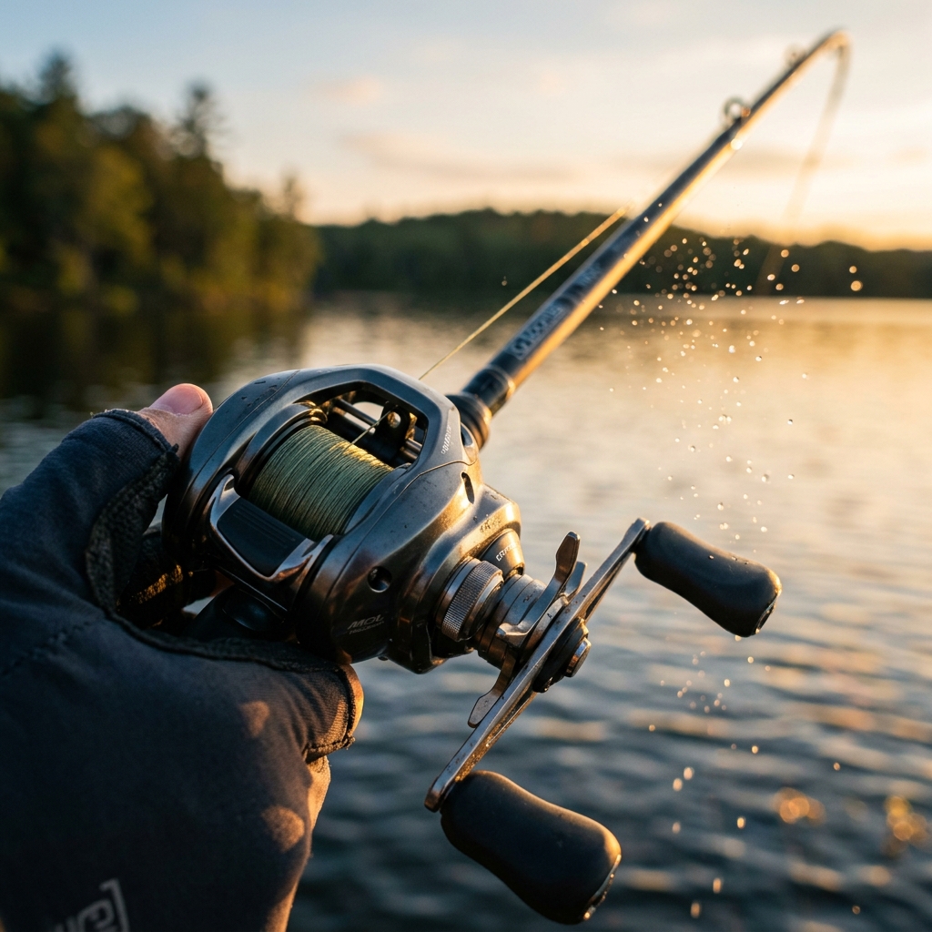Fishing line flying out of a baitcaster smoothly