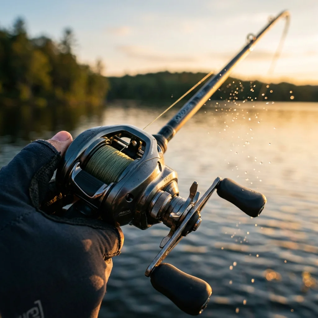 Fishing line flying out of a baitcaster smoothly
