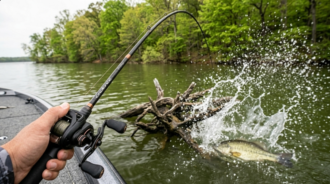 Cadence Primo Baitcasting Rod in action on the water