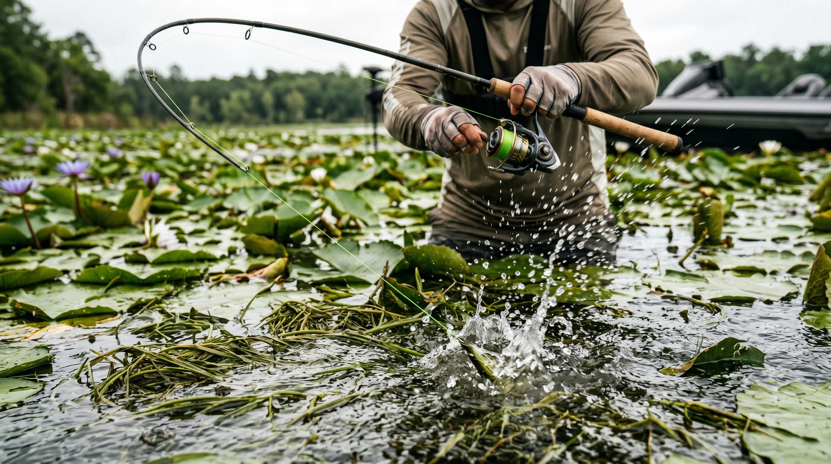 Braided Line Heavy Cover Fishing Action