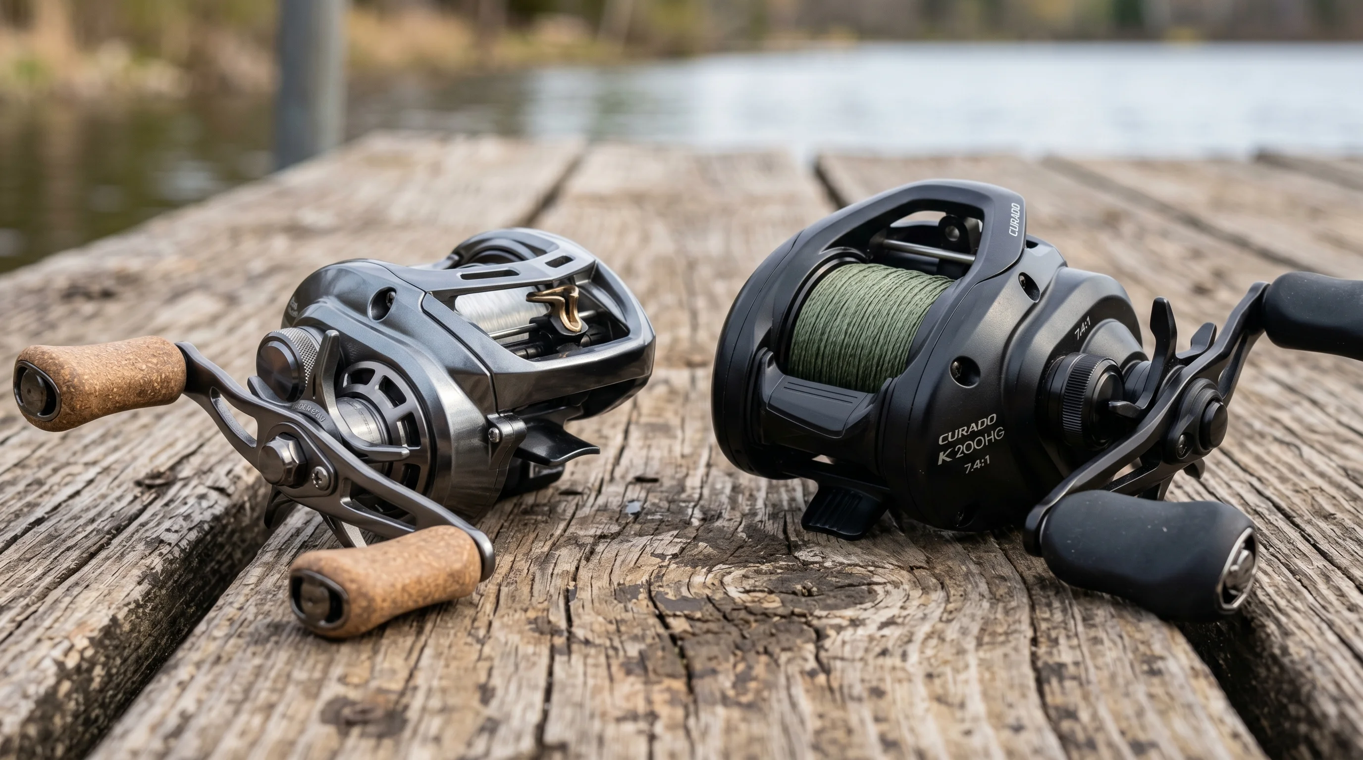Macro detail of fishing reel gear systems and components