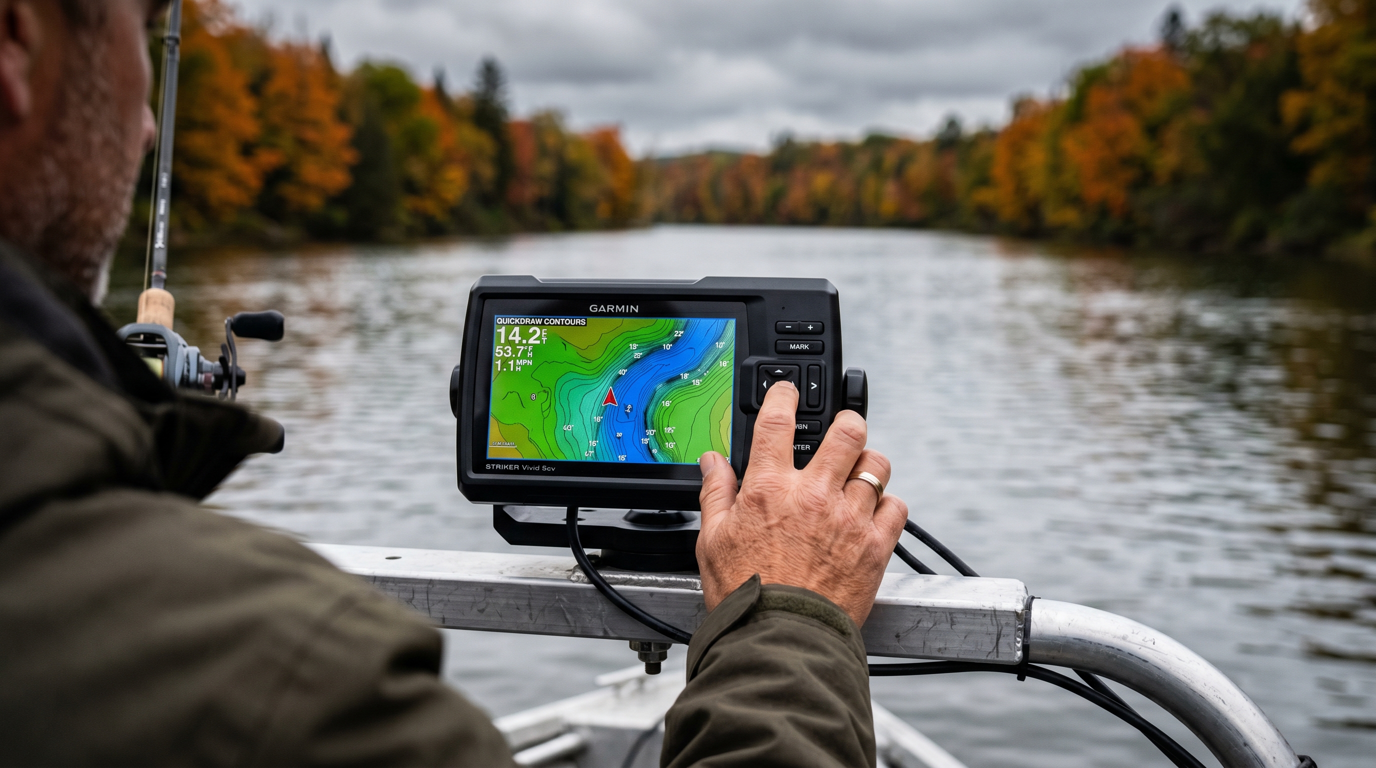 Garmin Striker Vivid 5cv display under direct sunlight POV