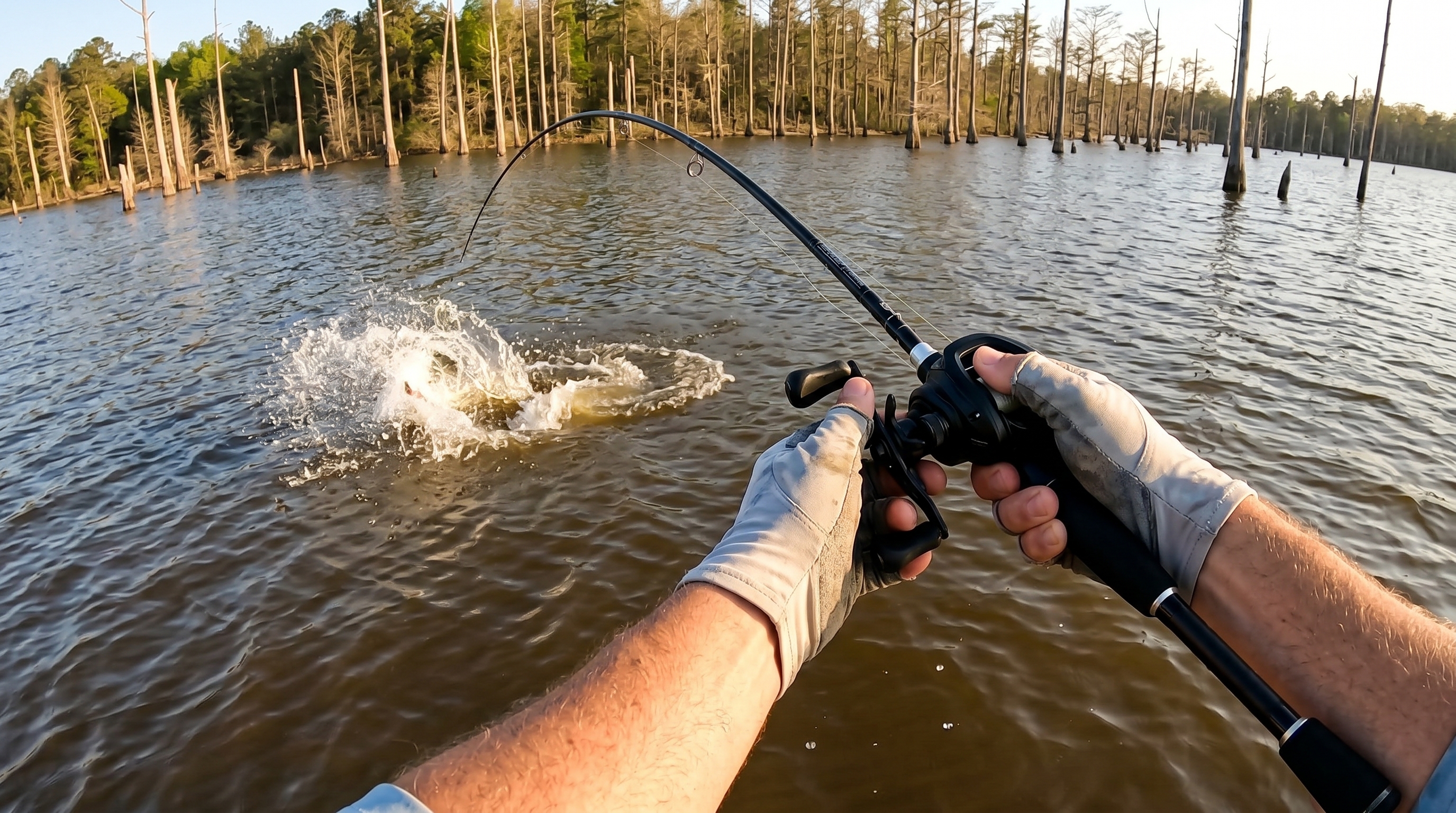 Angler fighting fish under load using KastKing Perigee II casting rod