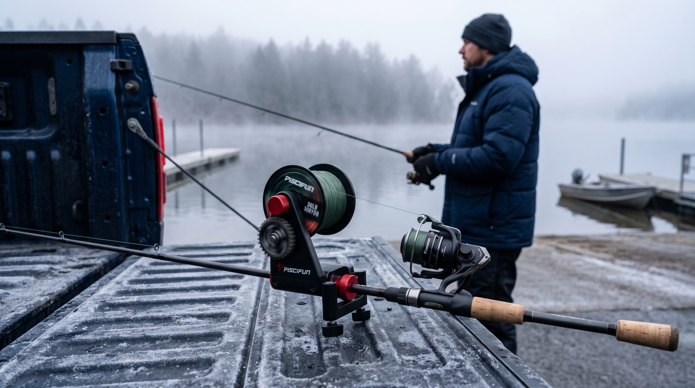 Piscifun Line Winder setup for spinning reel spooling